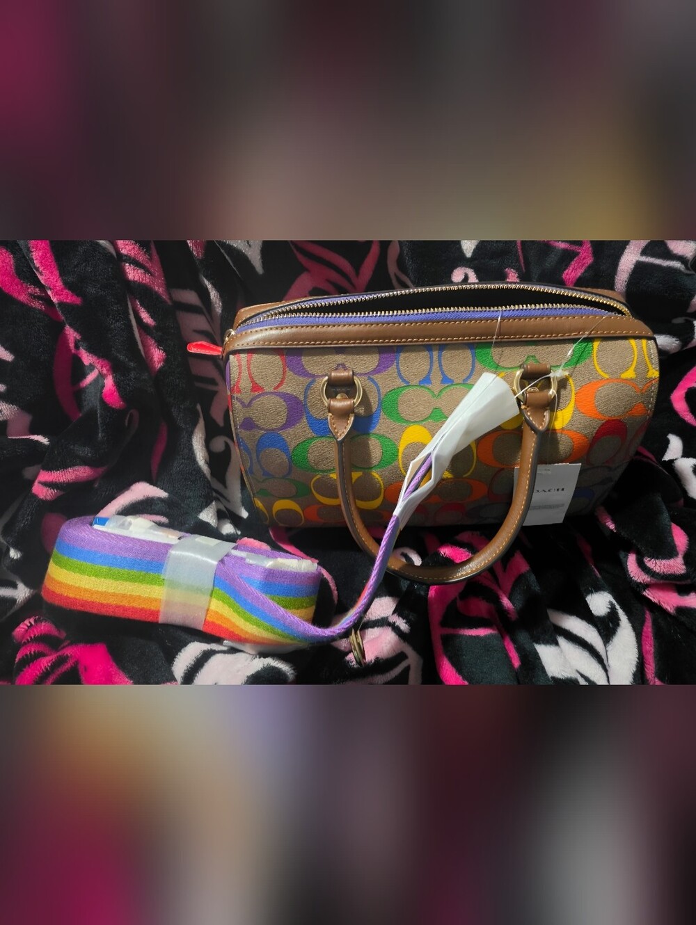Coach Multicolor Signature Mini Satchel with Rainbow Strap